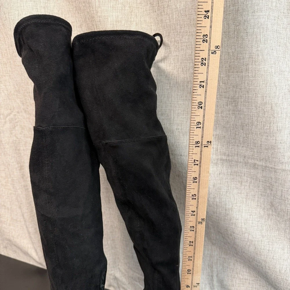 Liz Claiborne Over The Knee‎ Boots Women's 7.5M Black Suede Block Heels Timeless